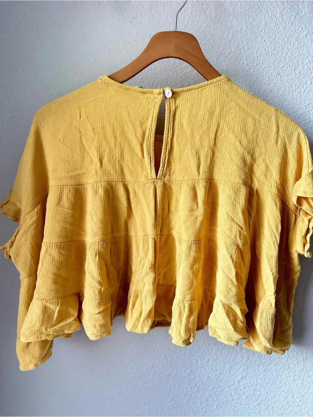 Altar'd State Yellow Tiered Peplum Crop Top - Picture 3 of 4